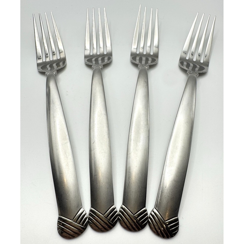 Oneida Rattan Satin Dinner Forks‎ Set 4 Stainless Steel USA Flatware